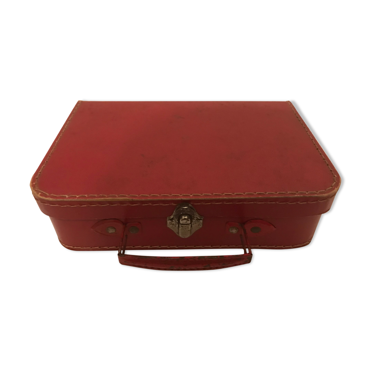 Vintage red card suitcase