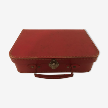 Vintage red card suitcase
