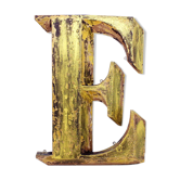 Old letter 'E' metal color gold
