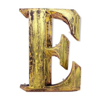 Old letter 'E' metal color gold