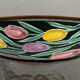Vintage glazed ceramic trinket tray "The Tulips"