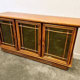 Vintage mirrored bamboo sideboard by Maugrion for Roche Bobois, 1970s. France