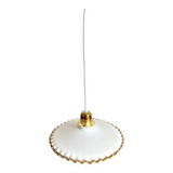 Crenellated opaline pendant light