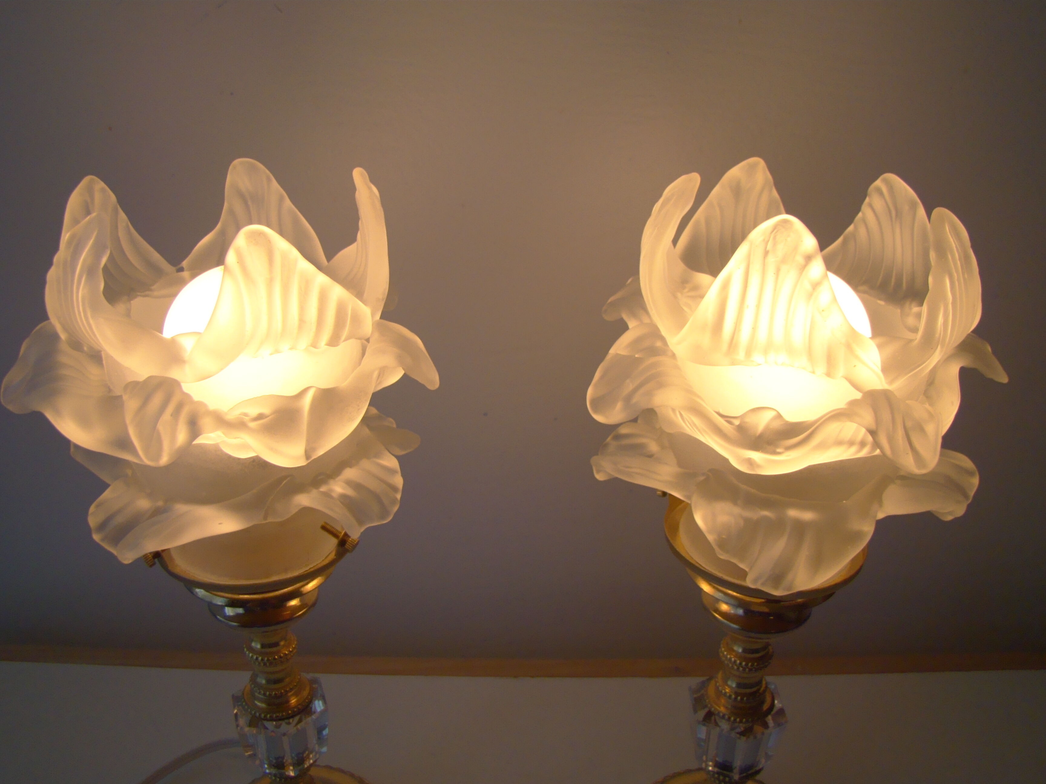 Paire de lampes vintage dorées