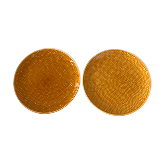 Set of 2 dessert plates Salins model Miramar Honey vintage woven pattern 50s