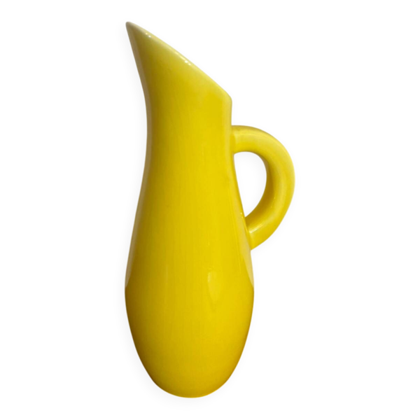 Pichet Ancien en Céramique Jaune Made In France Vintage
