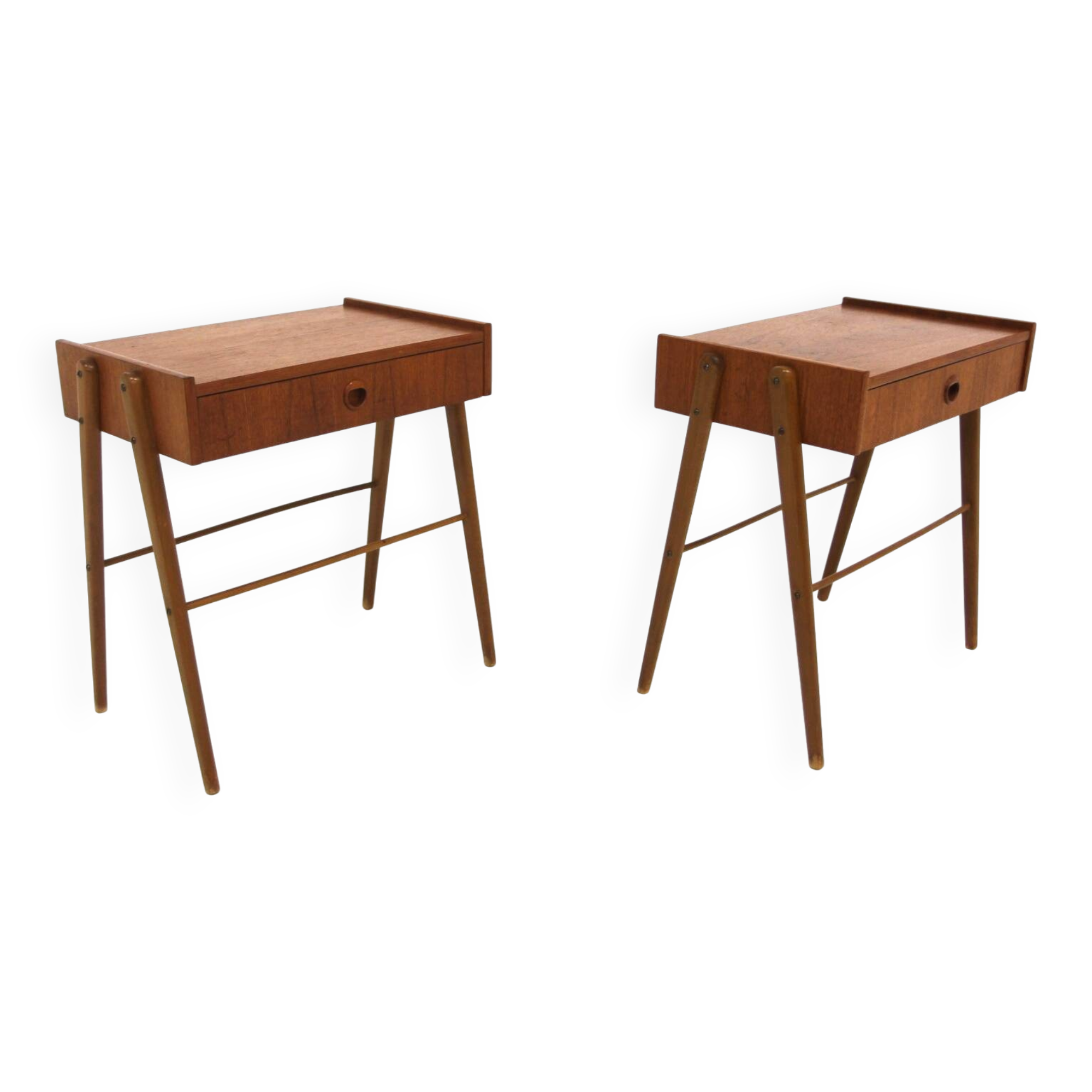 Set of 2 Scandinavian teak bedside tables, Carlström, Sweden, 1960