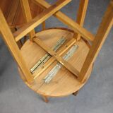 Restored Danish folding teak table with three nesting chairs by Poul Hundevad