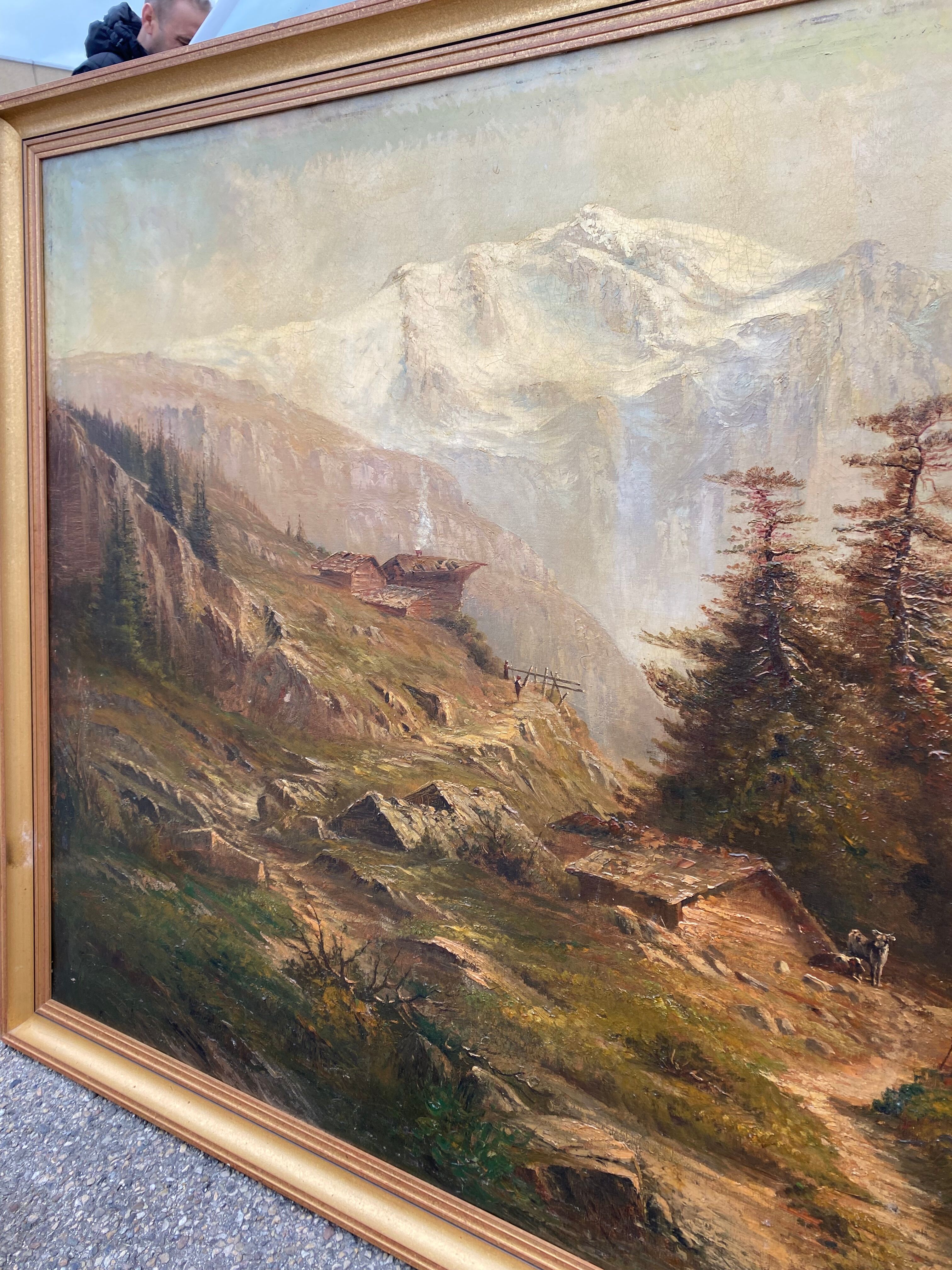Oil on canvas "mountain landscape" signed L. Reignier 1888