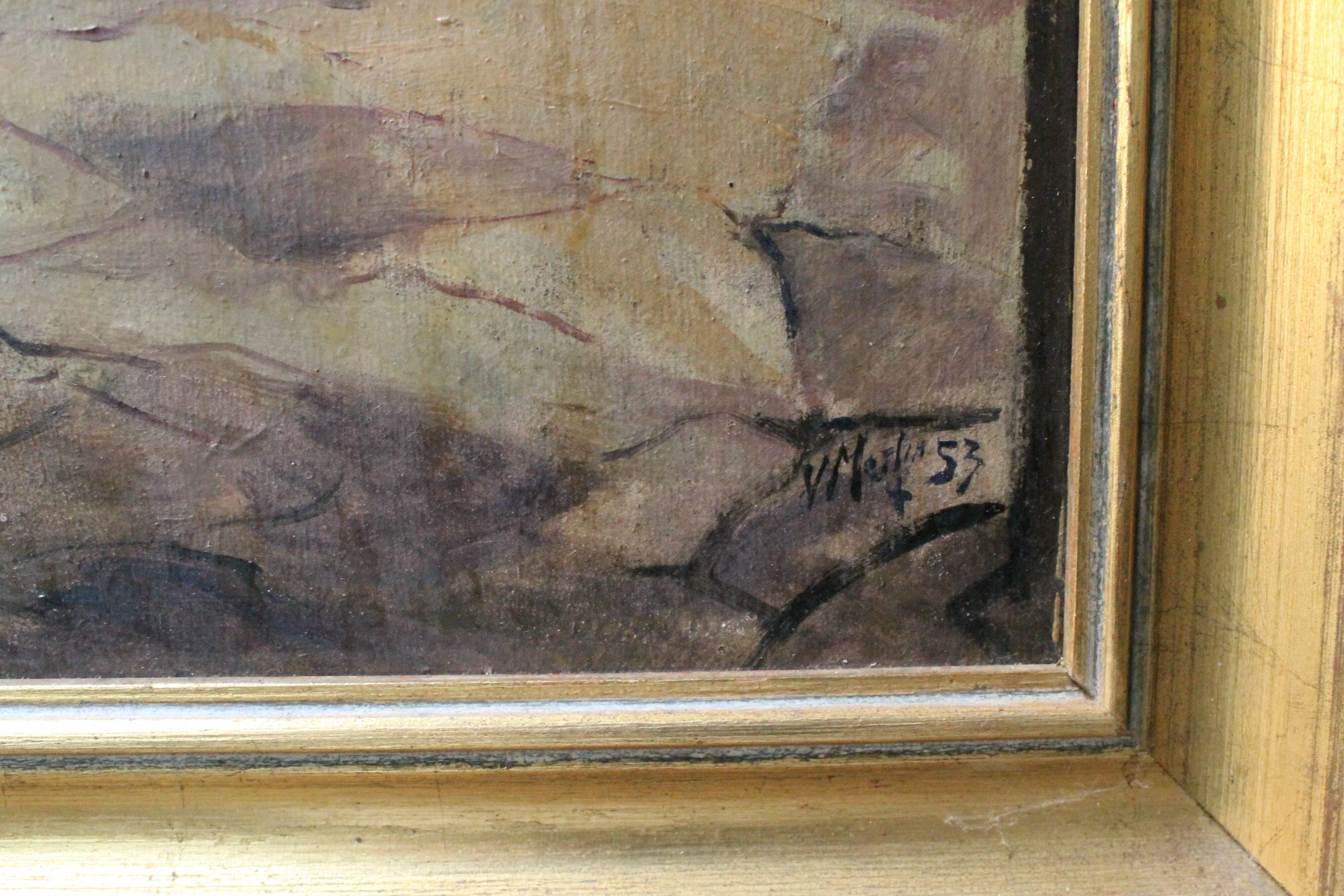 20th century French school painting "Apse of the Cathedral of Saint-Om