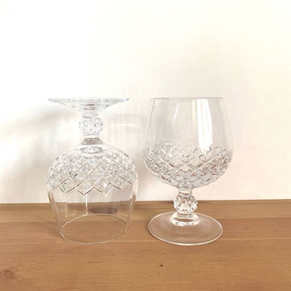 Service à cognac - verres - carafe - longchamp - cristal d’arques  - vintage