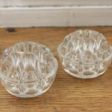2 vintage Reims glass flower picks