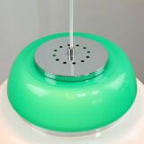 Suspension italienne Space Age en vert en plexiglas blanc et vert et chrome, années 70