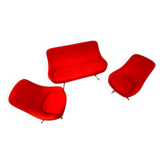 Set of mid-century French style Space Age cocktail sofa and chairs - 1970s