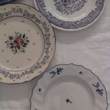 Suite of 6 retro blue indigo plates