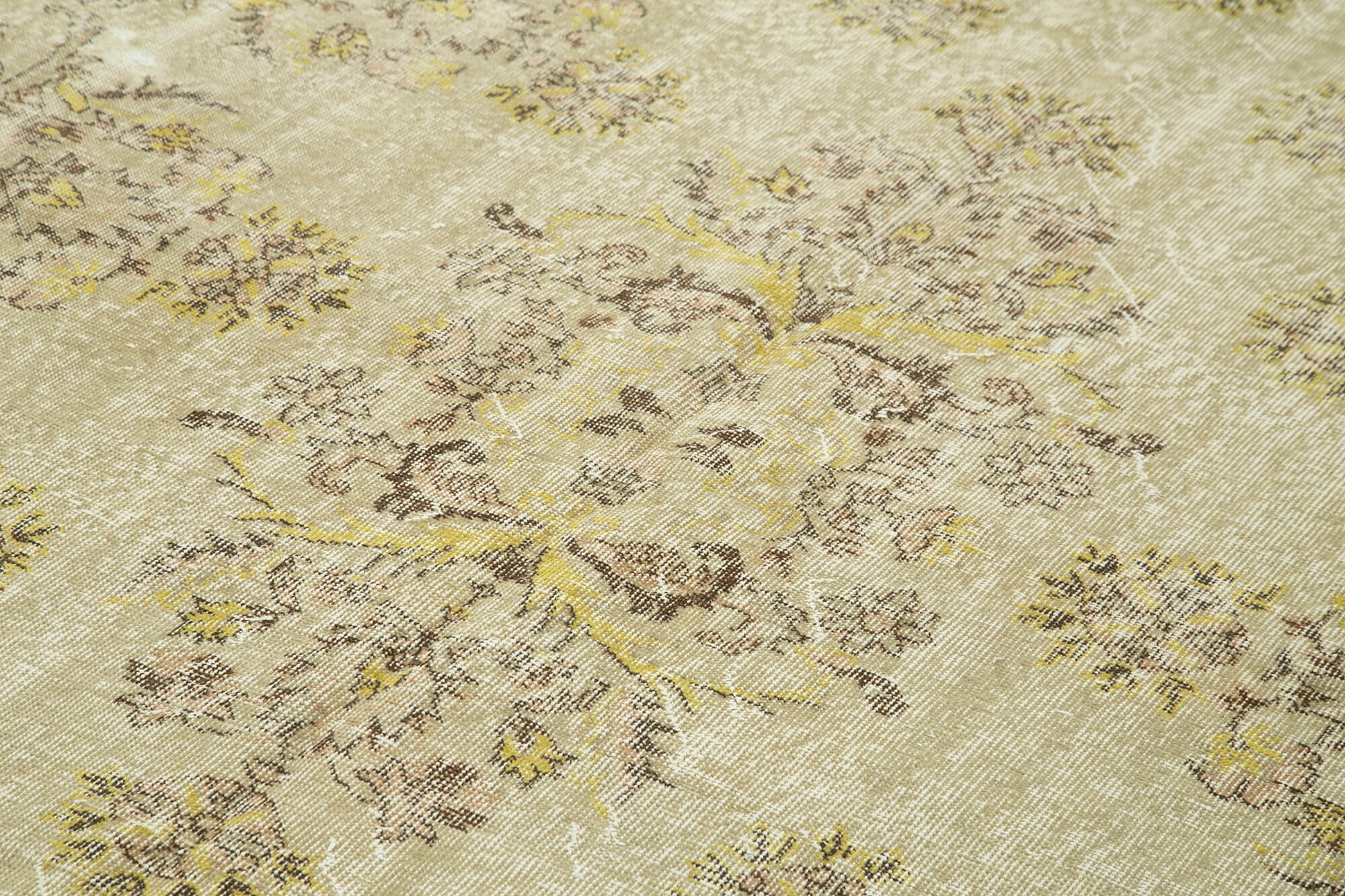 Tapis beige rustique anatolien tissé à la main 205 cm x 312 cm