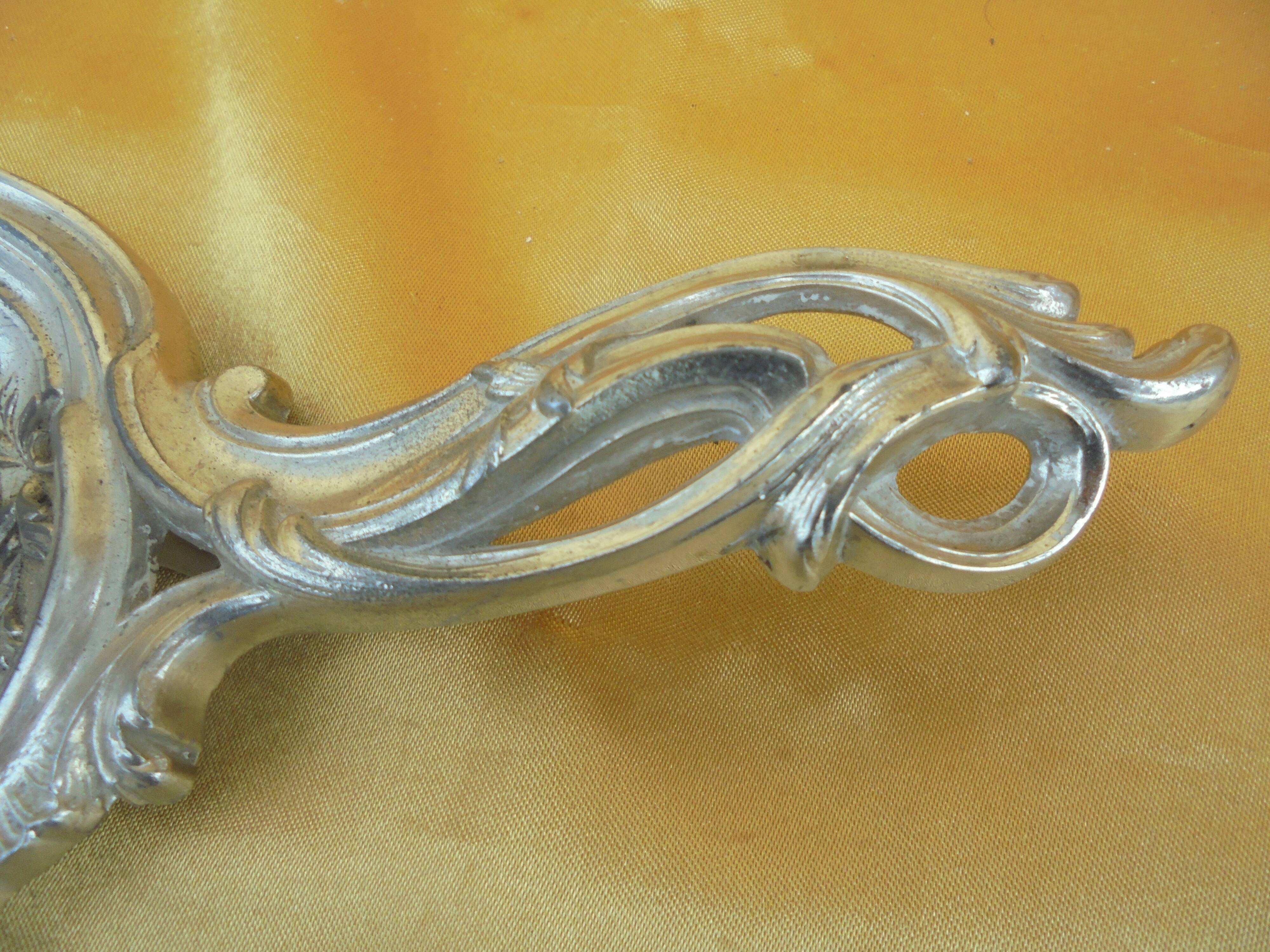 Bronze hand candle holder silver Louis XV style