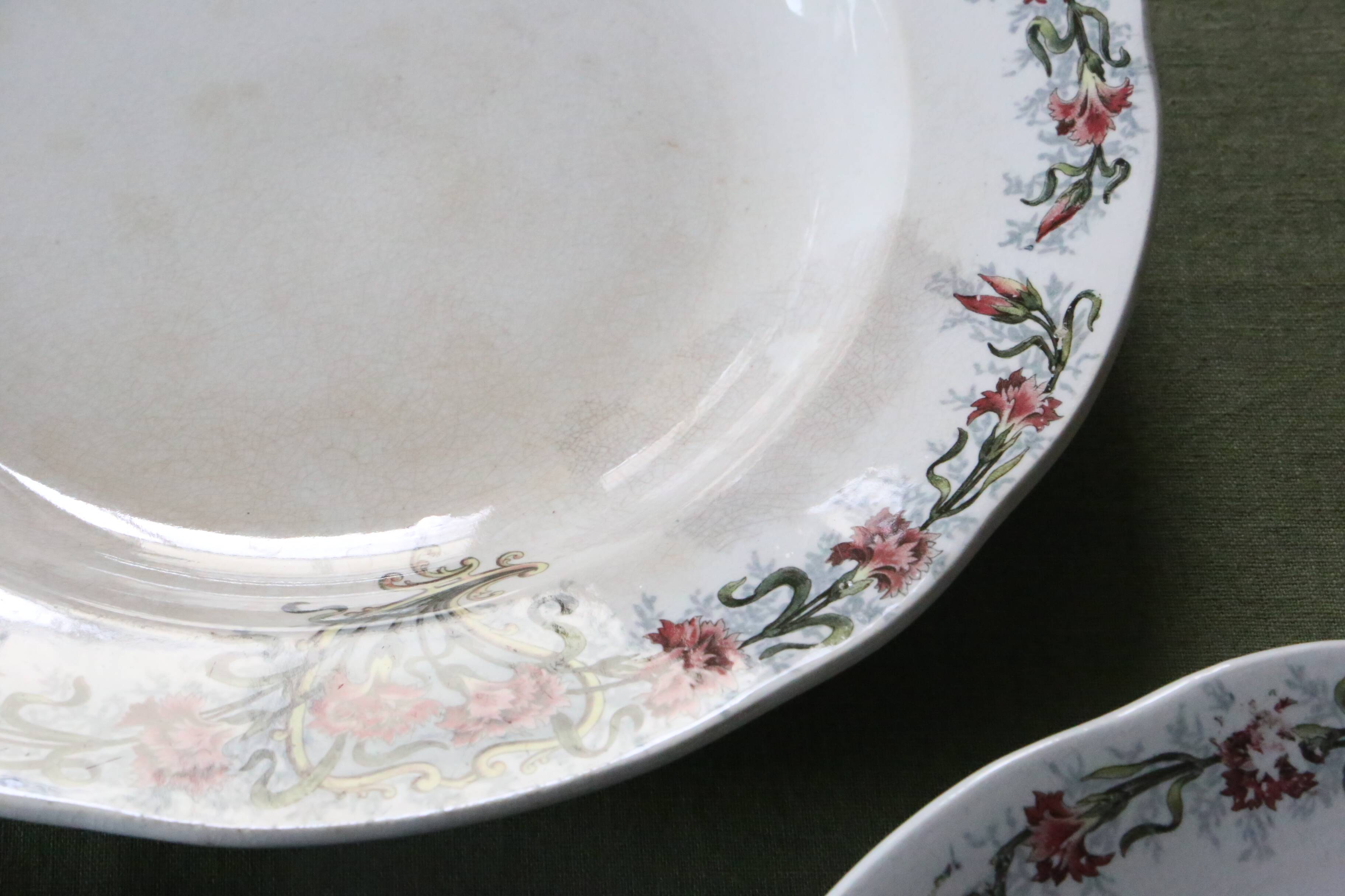 Soup plates x4, Onnaing, Guirlande model, 19th century