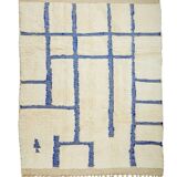 White and blue Klein Beni Ouarain Moroccan rug