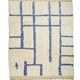 Tapis marocain Beni Ouarain blanc et bleu Klein