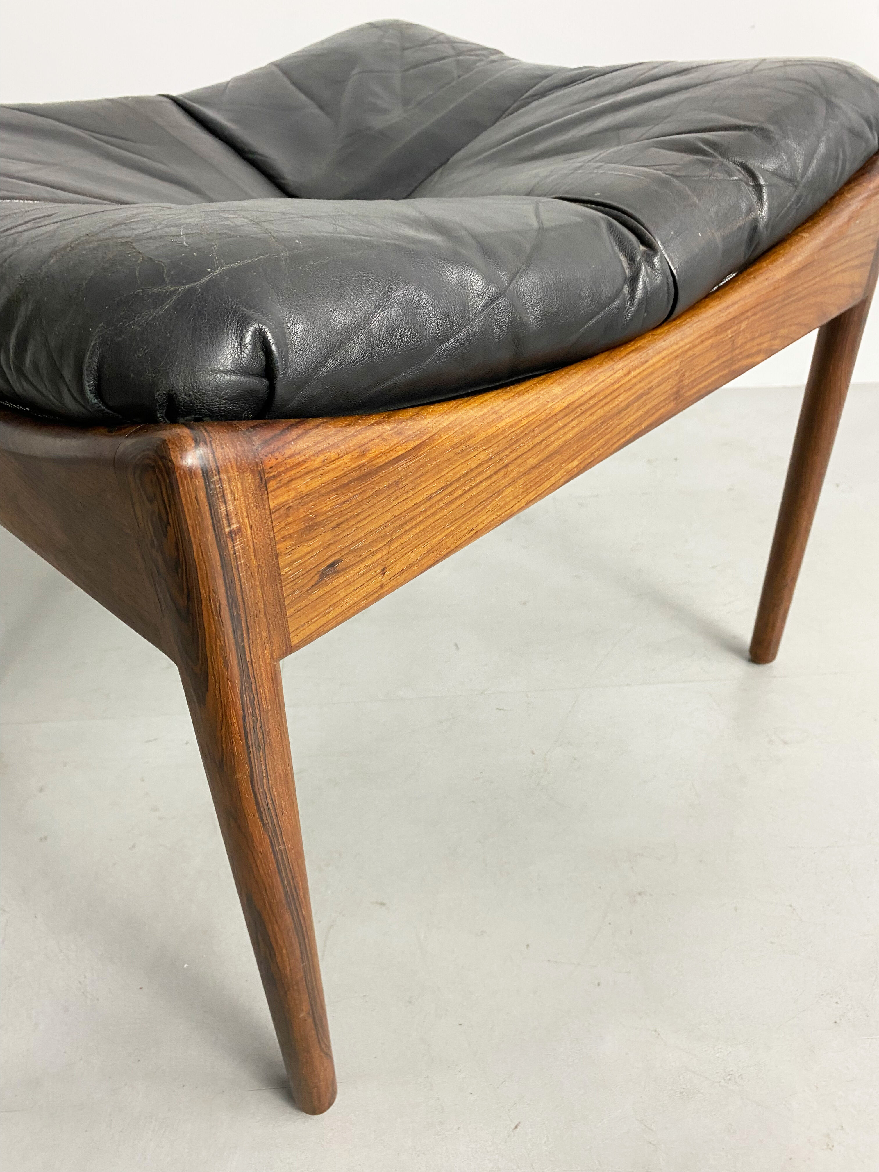 Danish Leather and Rosewood 'Modus' Ottoman by Kristian Vedel, c.1960