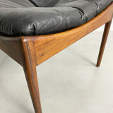 Pouf danois en cuir et palissandre 'Modus' par Kristian Vedel, vers 1960
