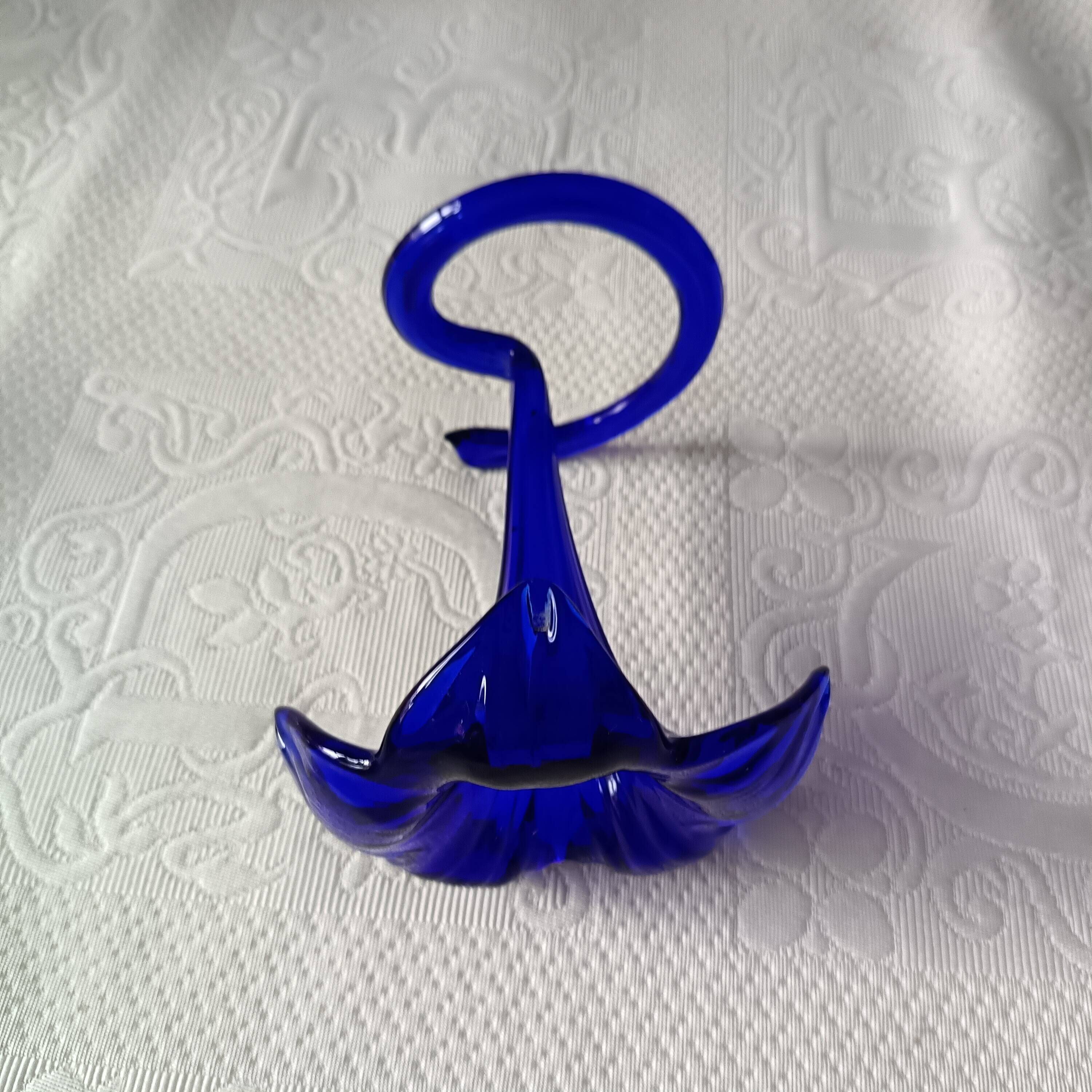 Pretty little trumpet vase, in blown cobalt blue glass