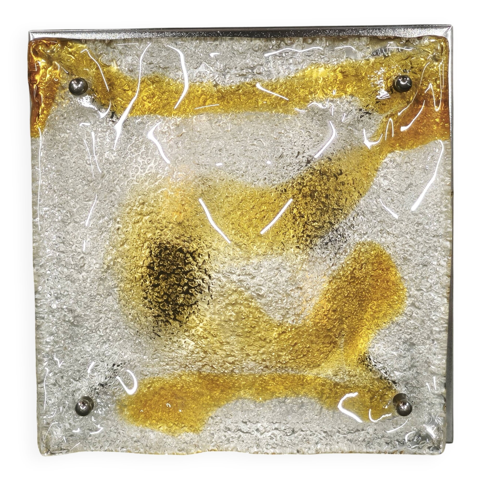 Murano Glass Flush Mount Wall Light, Mazzega, Toni Zuccheri Style, Italy