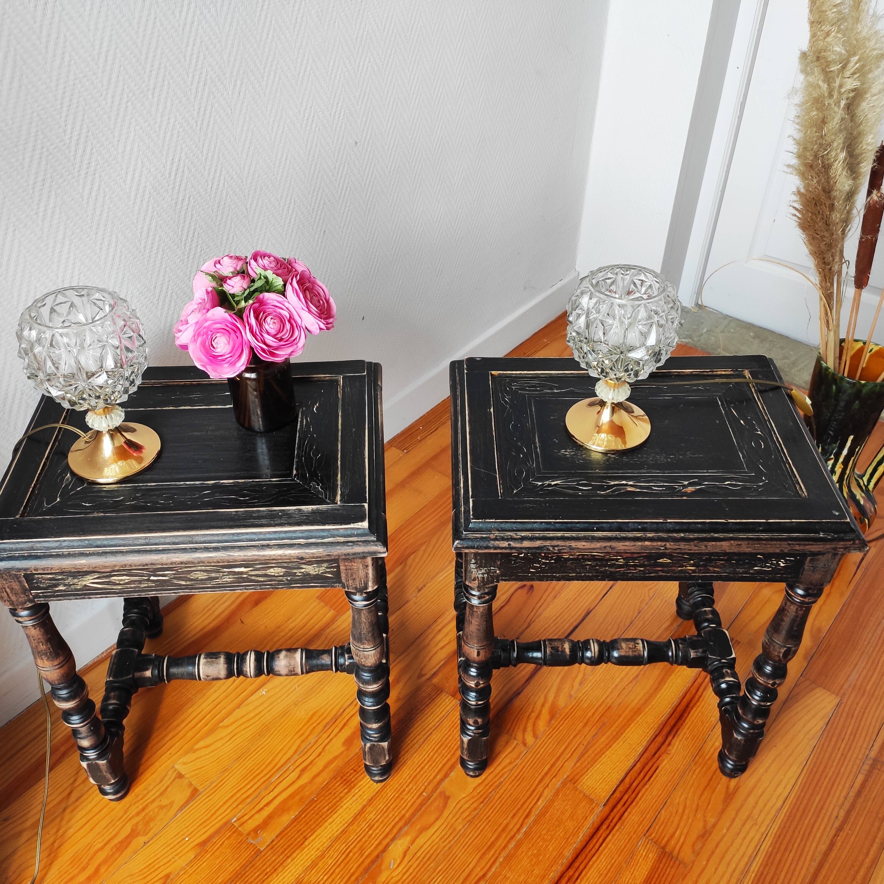 Pair of old Jacobean style sofa ends