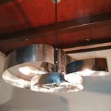 Space age spiral chandelier in vintage chromed metal 70s