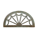Half-moon patinated solid wood mirror
