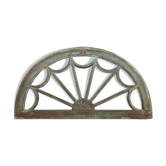Half-moon patinated solid wood mirror