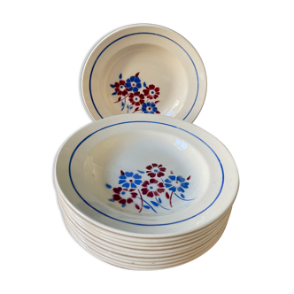 Lot de 11 assiettes creuses K&G Lunéville, modèle Sylvain