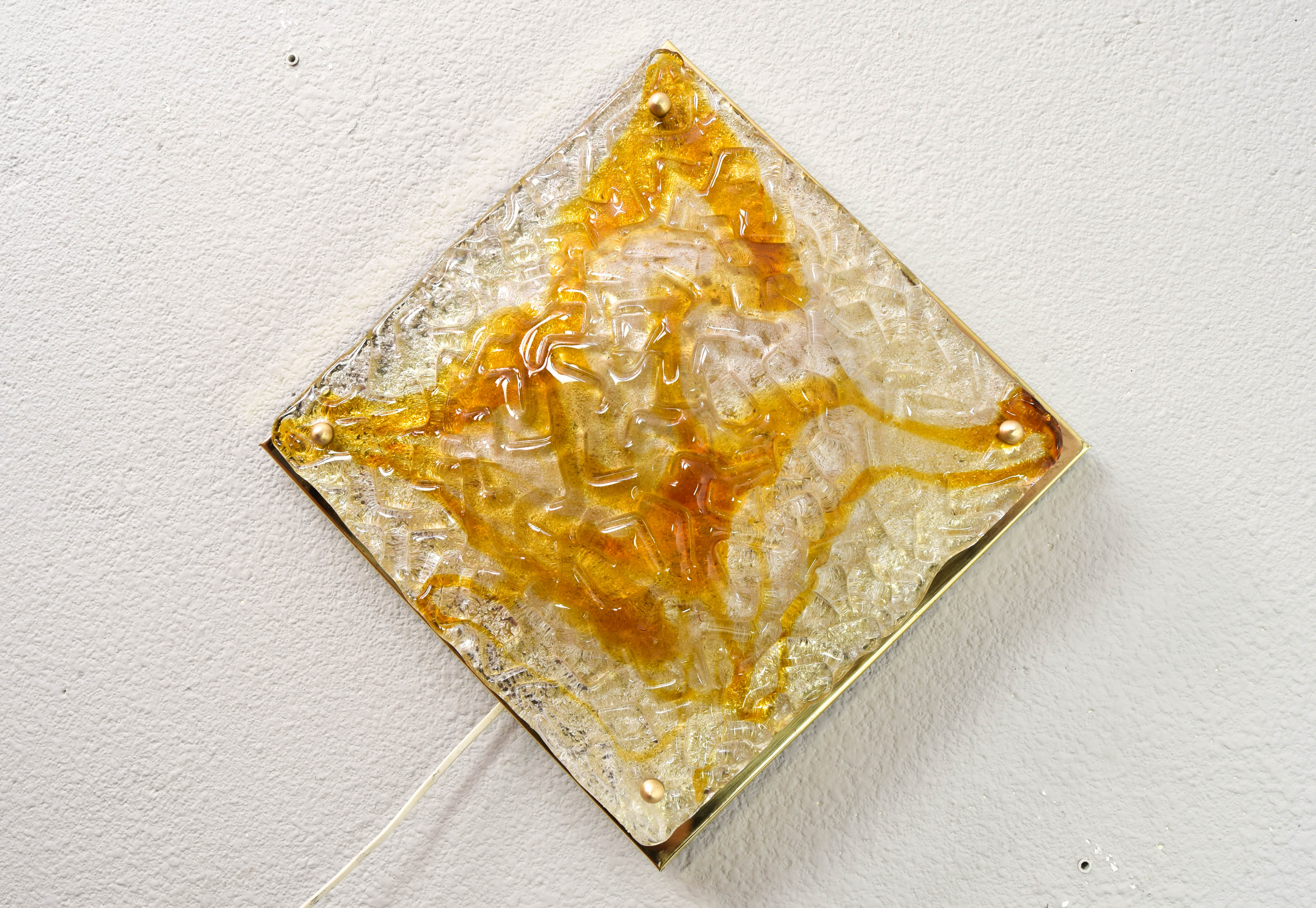 Mazzega Murano glass and brass wall lamp from the 60s