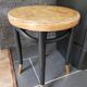 Tabouret Thonet en bois courbé  motif fleurs