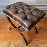 Chesterfield-style leather stool