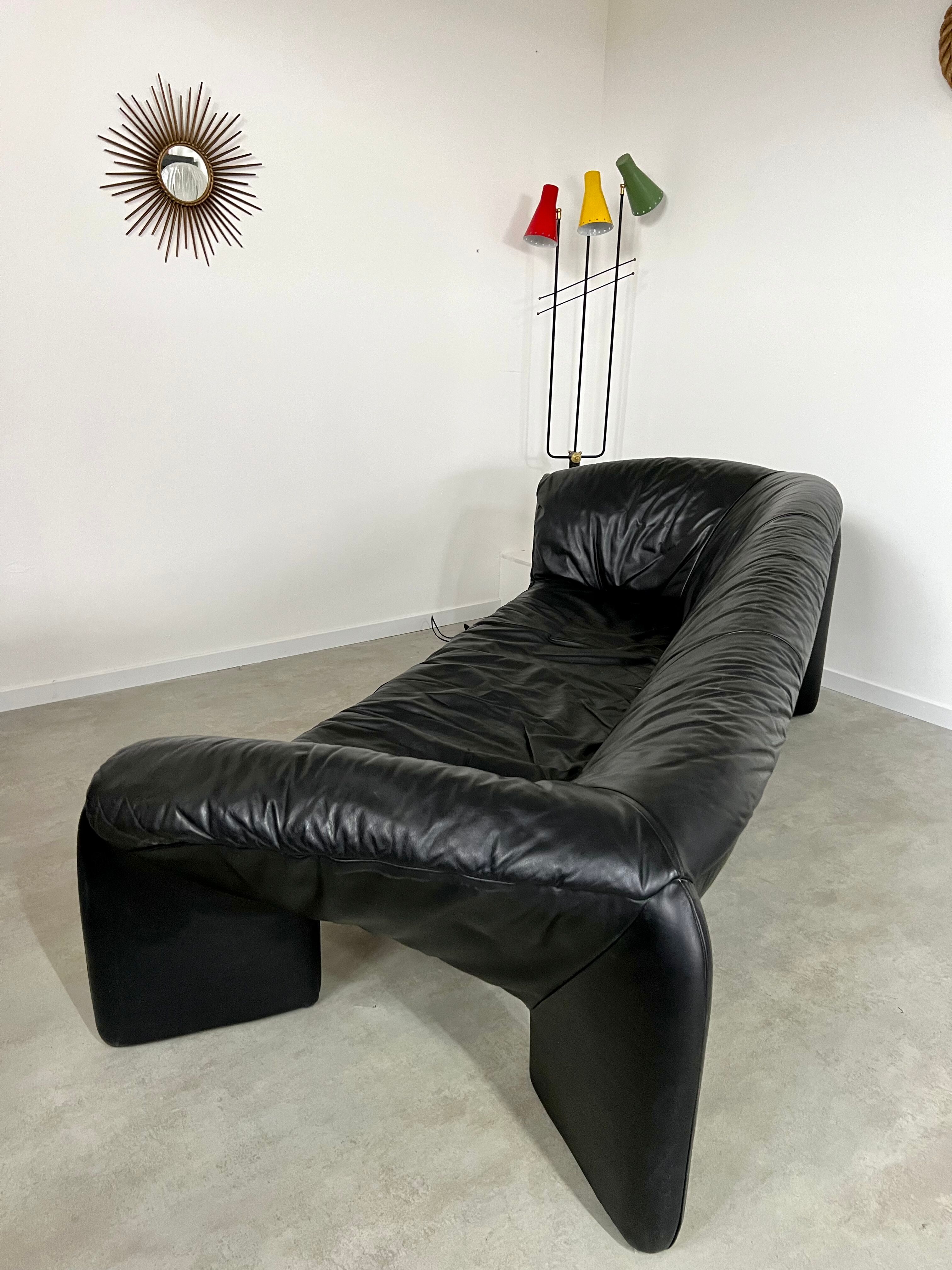 Old leather sofa design Strassle Collection of the 80