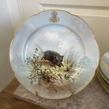 Antique 6x Sèvres Porcelain Plates Lahore & Basket 19th Century Hunting