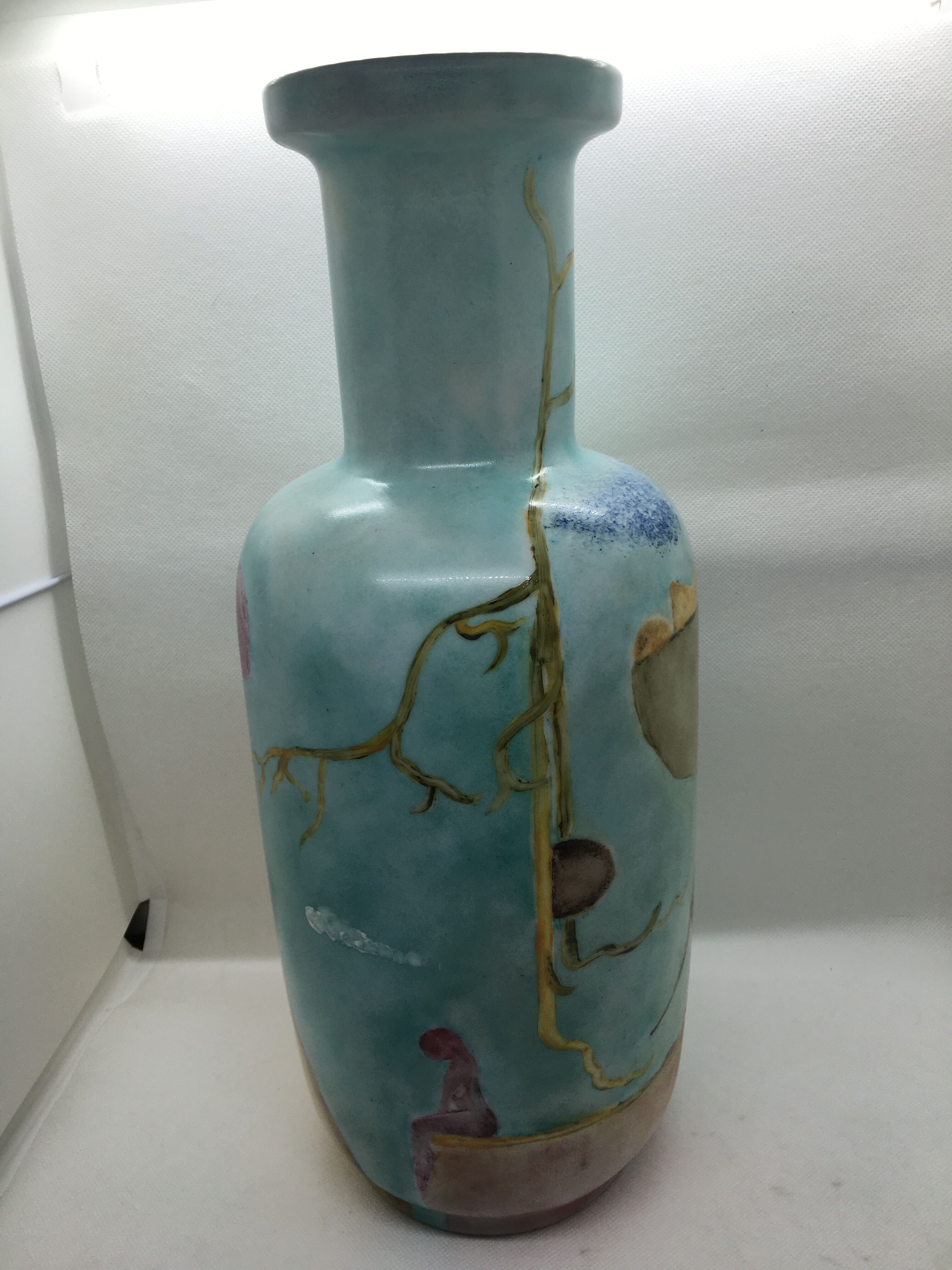 Painted opaline vase
