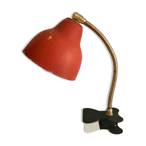 Lampe de bureau à pince rouge anglais vintage des années 60 | Selency