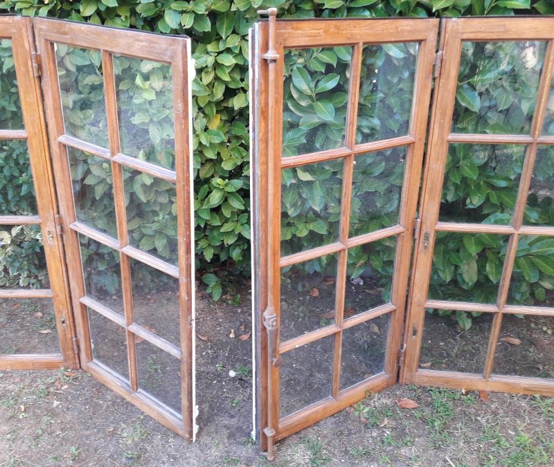 Glass window h141xl263 in oak 4 leaves