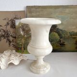 Lampe à poser vase Médicis en résine façon albatre vintage