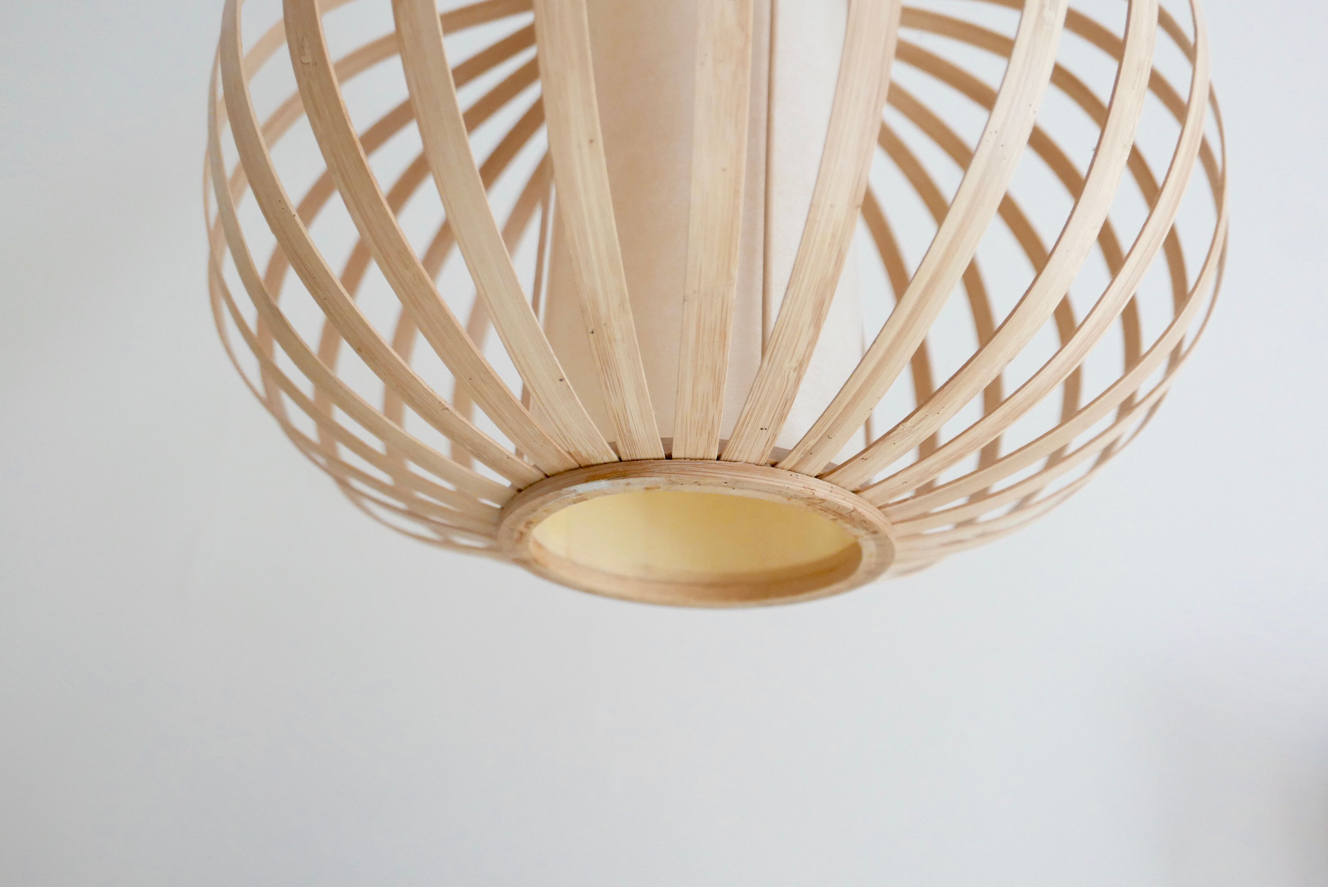 Wooden hanging lamp, scandinavian, 70s