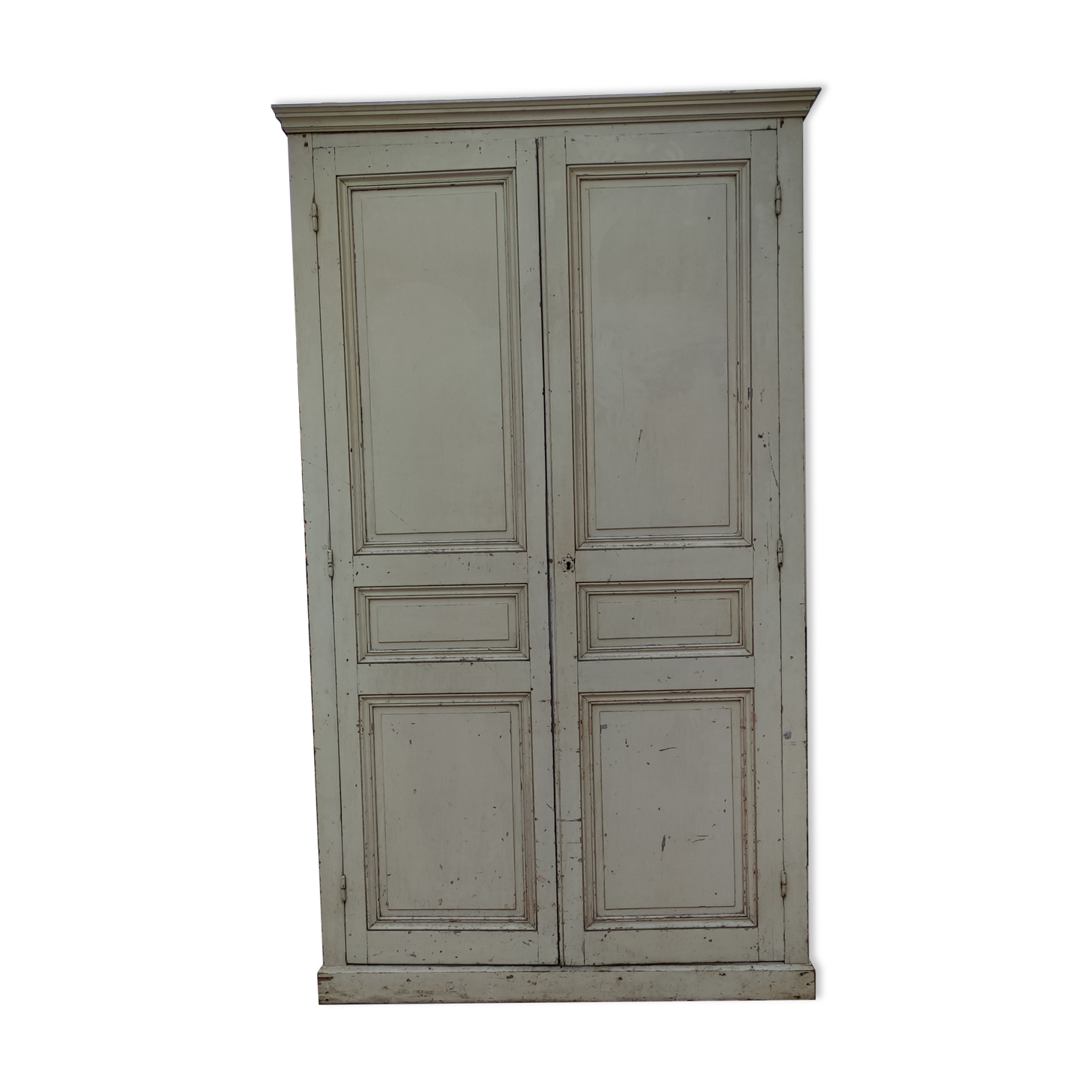 Patinated Parisian wardrobe, 2 doors, 2 shelves