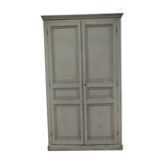 Patinated Parisian wardrobe, 2 doors, 2 shelves