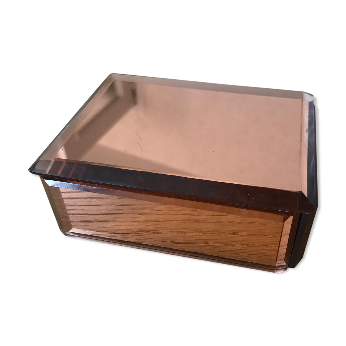 Art Deco pink mirror jewel box