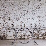 Chrome and smoked glass dining table in the style of Gastone Rinaldi, 1970.