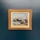 Oil on Canvas “Ships” by Josef Lang, Signed, Vintage & Framed 40×34cm