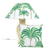 Paire de lampes de table Tommaso Barbi Riviera palmier années 1970 avec coussins assortis