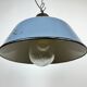 Industrial Grey Enamel and Cast Iron Pendant Light with Glass Cover, 1960s
